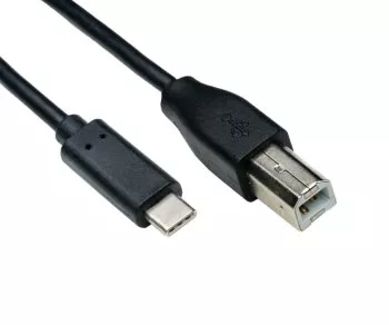 USB-kabel typ C till USB 2.0 B-kontakt, svart, 2,00 m, DINIC-kartong (kartong)